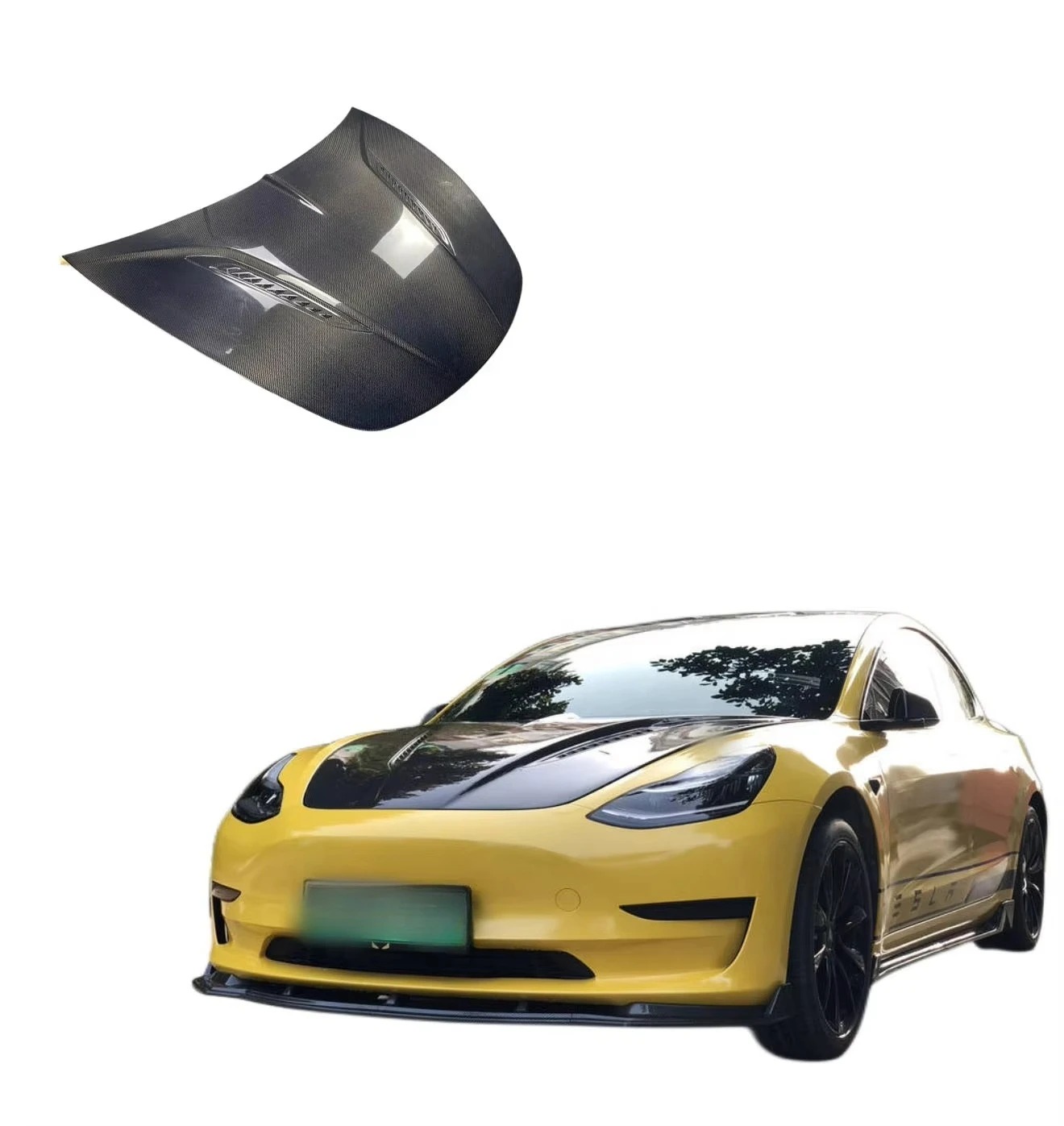 High Quality Front Engine Hood Cover for 2021  Model 3 Carbon Fiber Bonnet